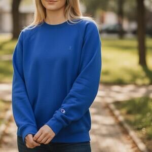 CHAMPION AUTHENTIC 50/50 Pullover Cobalt Blue Sweatshirt - Medium
